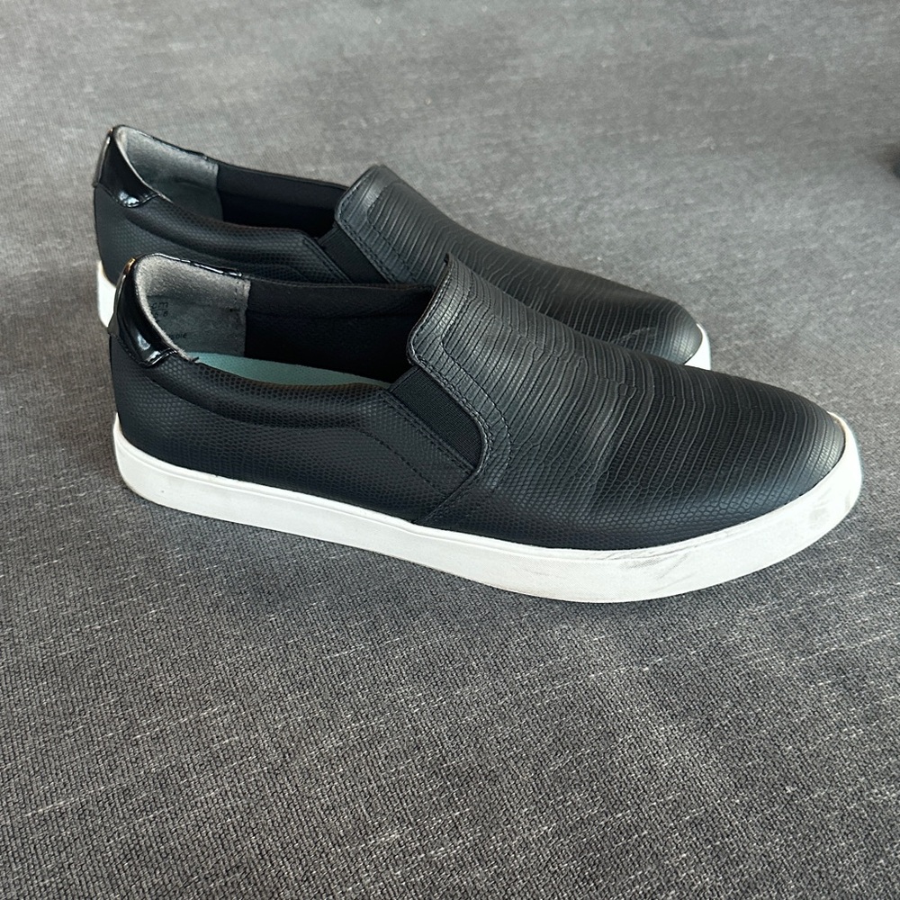 Dr. Scholl's Black and White Womens Slip-On Loafers